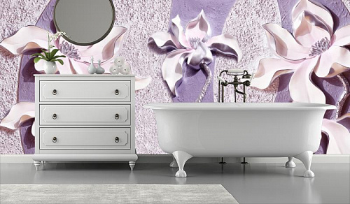 Кремовые цветы в интерьере ванной
