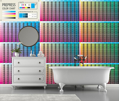Разноцветная матрица в интерьере ванной