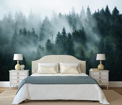 Туманный ельник в интерьере спальни