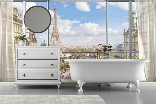 Окно в Париж в интерьере ванной