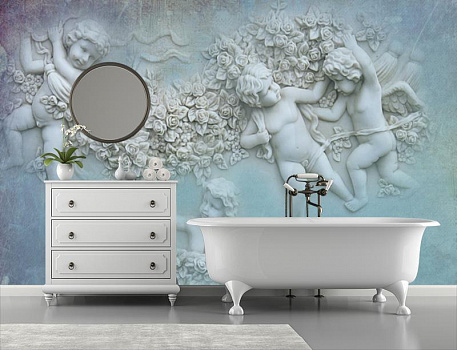 Барельеф ангелы в интерьере ванной