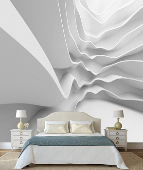 Белые волны в интерьере спальни