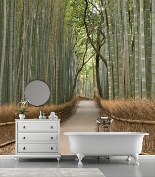 Бамбуковый лес в интерьере ванной