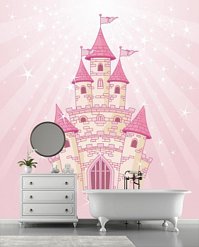 Розовый замок в интерьере ванной