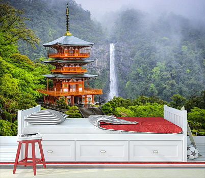 Японский храм в интерьере детской комнаты мальчика