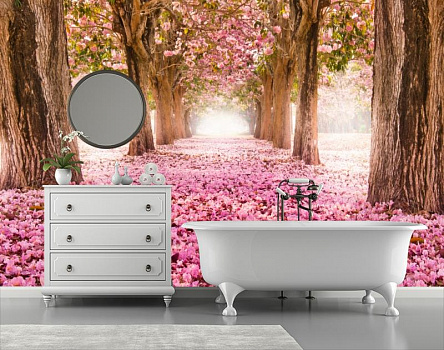 Розовый лес в интерьере ванной