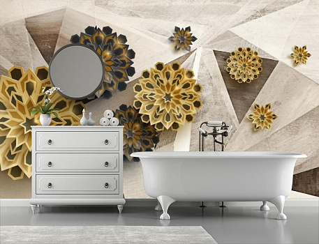 Геометрические цветы в интерьере ванной