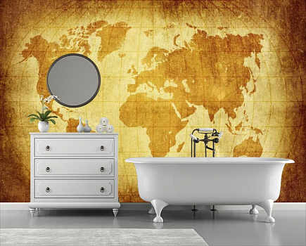 Карта мира  в интерьере ванной