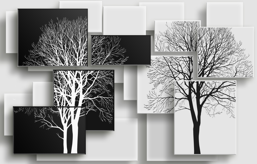 Деревья на черном и белом фоне