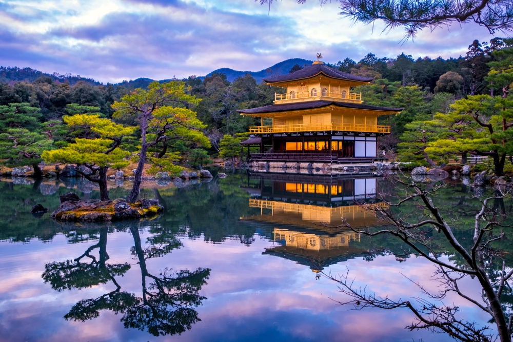 Японский дом на фоне леса