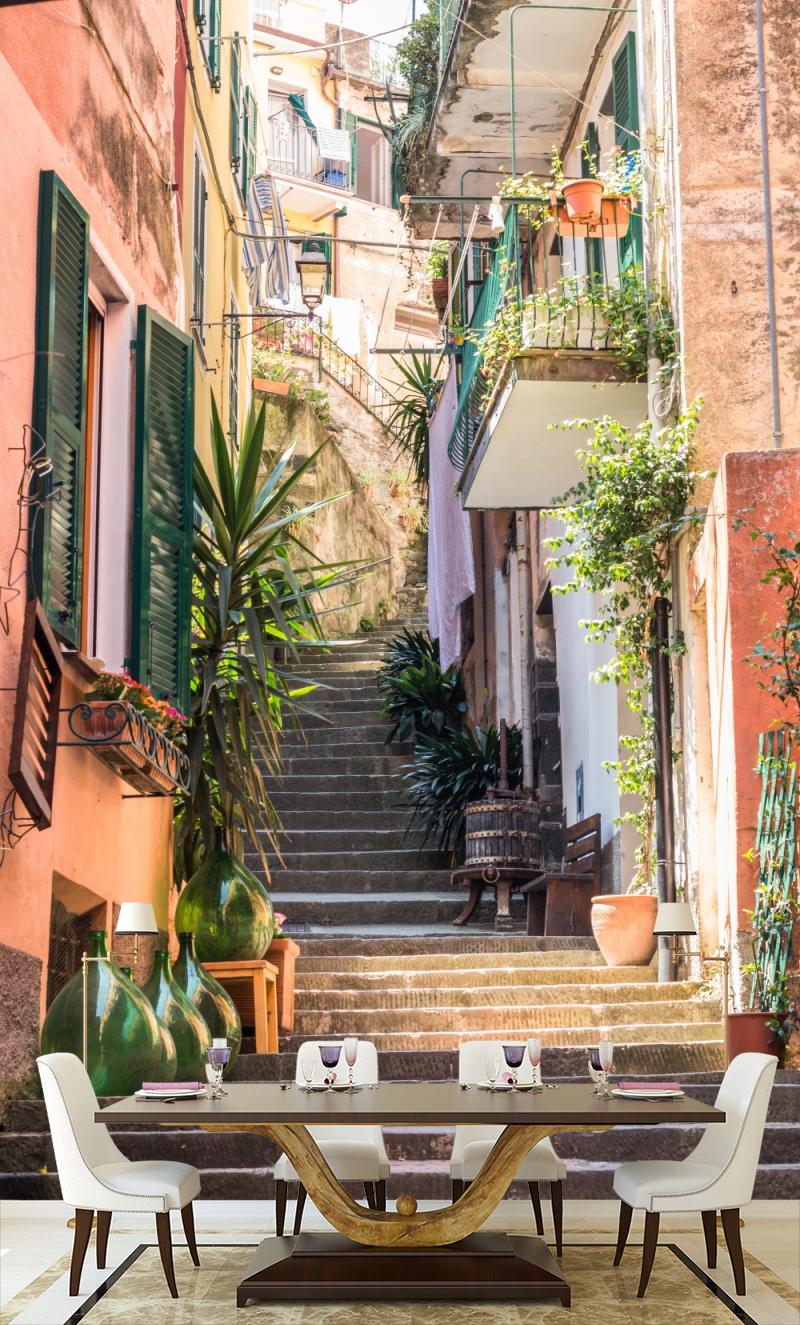 Фотообои на стену Узкая улочка Италии - Прованс Узкие вертикальные Город и городские пейзажи