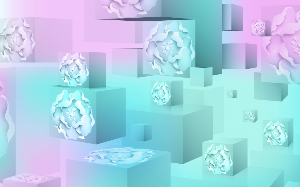 Кубики с изображением цветов