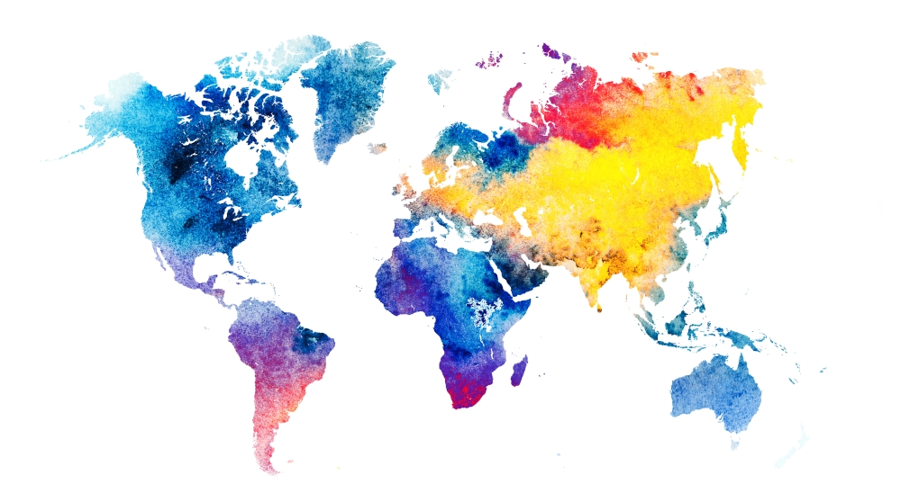 Разноцветная карта мира