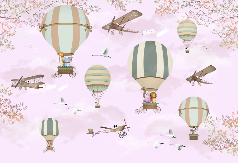 Воздушные шары на розовом небе