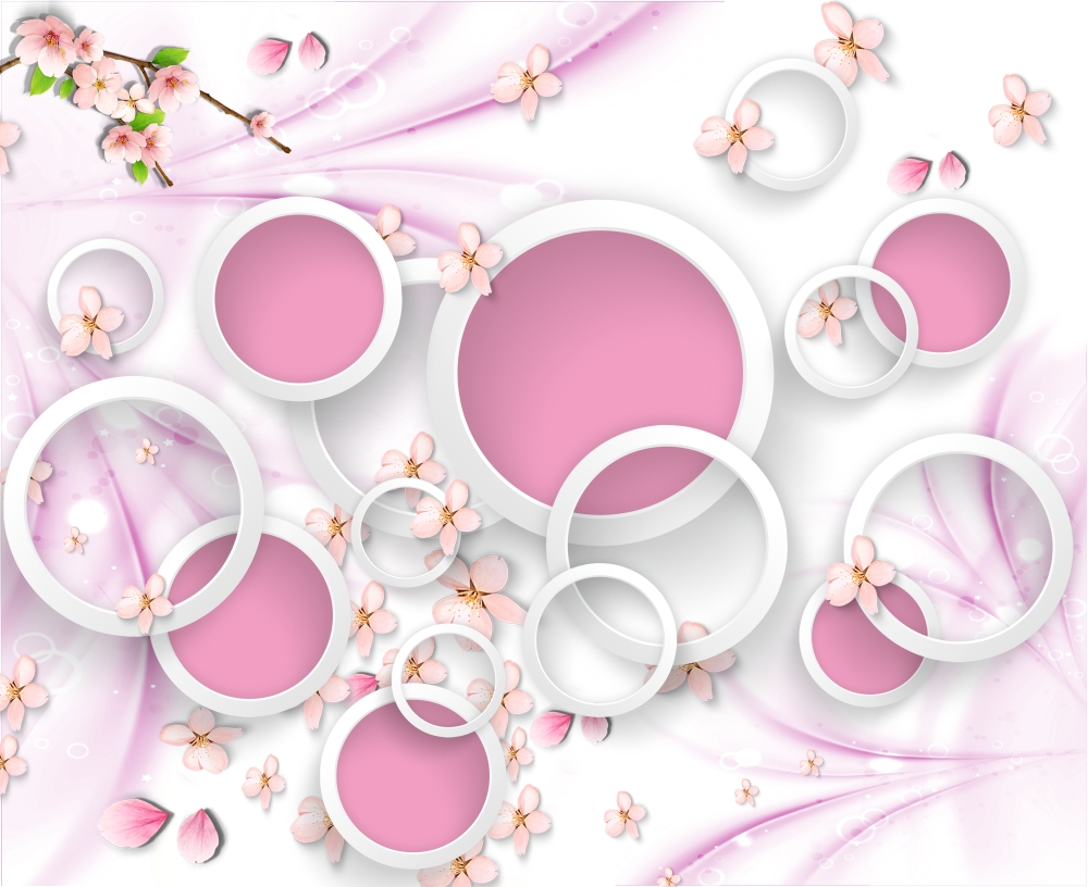 Розовые круги с цветами сакуры