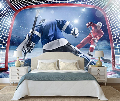 Ворота хоккеиста в интерьере спальни