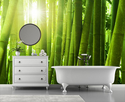 Светящийся бамбук в интерьере ванной