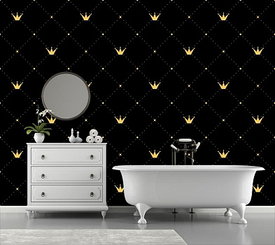 Золотые короны в интерьере ванной