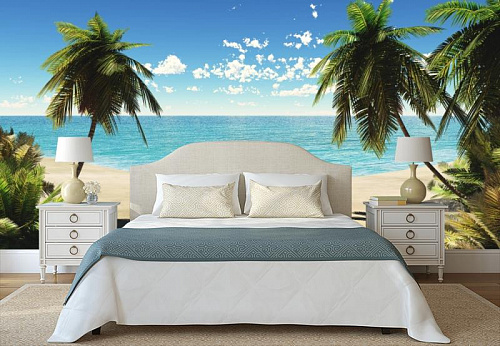 Пальмовый рай в интерьере спальни