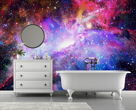 Космос разных оттенков в интерьере ванной