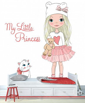 Маленькая принцесса в интерьере детской комнаты мальчика