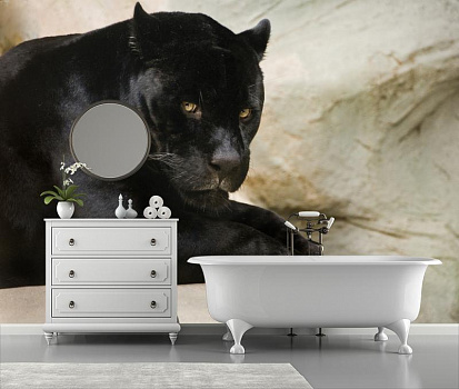 Черная пантера в интерьере ванной