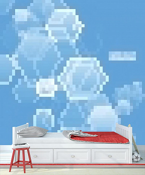 Голубая абстракция в интерьере детской комнаты мальчика
