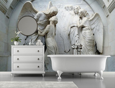 Каменные ангелы в интерьере ванной