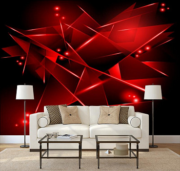 Красная звезда в интерьере гостиной с диваном