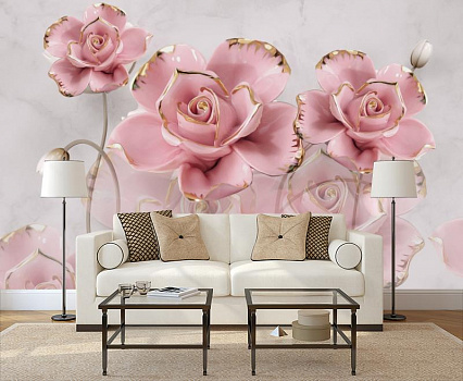 Розовая фантазия в интерьере гостиной с диваном