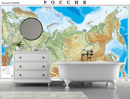 Карта России в интерьере ванной