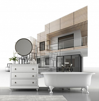 Эскиз современного дома в интерьере ванной