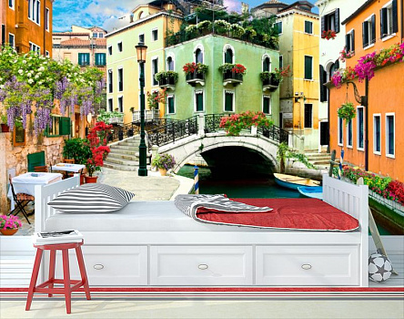 Дома Венеции в цветах в интерьере детской комнаты мальчика