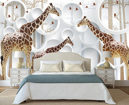 Жирафы в интерьере спальни
