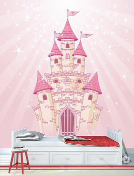 Розовый замок в интерьере детской комнаты мальчика