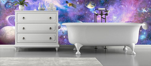 Космическая жизнь в интерьере ванной