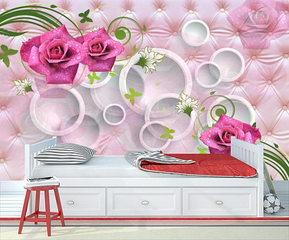 Розовые розы  в интерьере детской комнаты мальчика