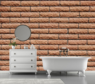 Стена из идеального кирпича в интерьере ванной