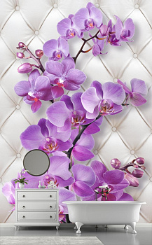 Фиалковая орхидея в интерьере ванной