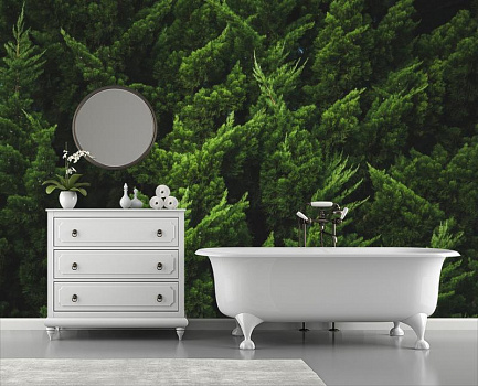 Зеленый лес в интерьере ванной