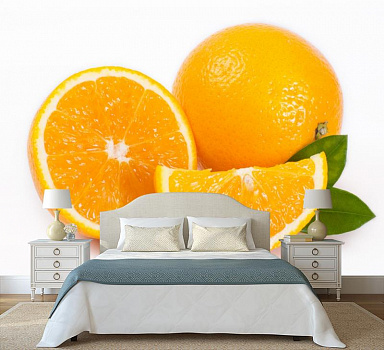 Яркий апельсин в интерьере спальни