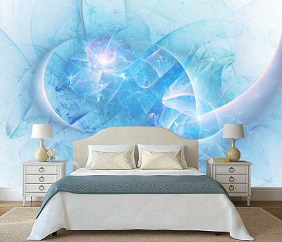 Голубая фантазия в интерьере спальни