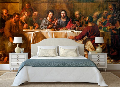 Иисус с апостолами в интерьере спальни