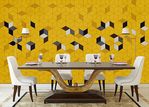 Geo Hexagon в интерьере кухни с большим столом