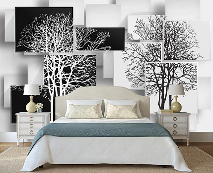 Деревья в стиле модерн в интерьере спальни