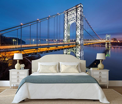 Мост Джорджа Вашингтона в Нью-Йорке в интерьере спальни