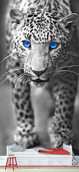 Голубоглазый леопард  в интерьере детской комнаты мальчика