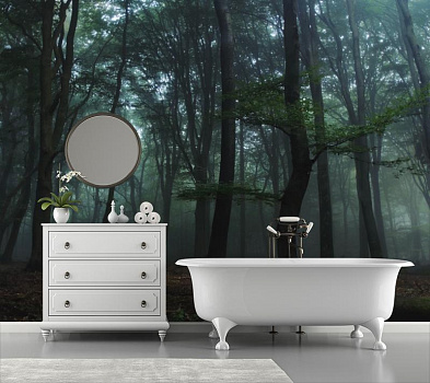 Темный лес в интерьере ванной