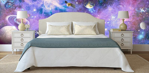 Космическая жизнь в интерьере спальни