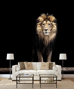 Лев из ночи в интерьере гостиной с диваном